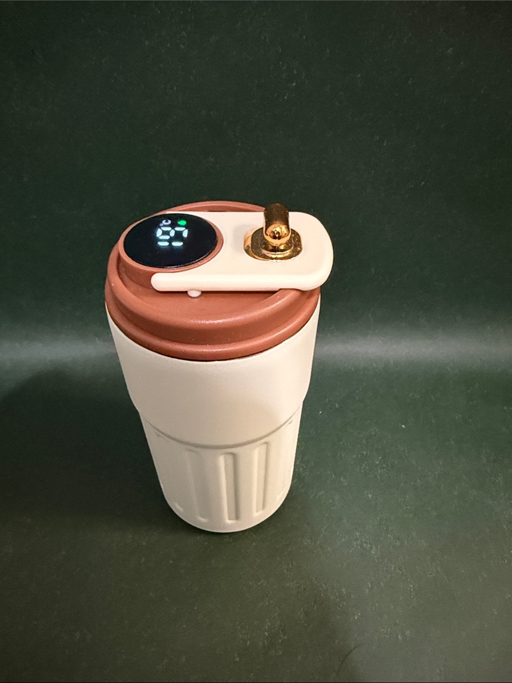 Smart Temperature Display Travel Mug - White & Brown